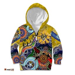 Custom NAIDOC Week 2024 Richmond Tiger Kid Hoodie Australia Aboriginal Dot Painting