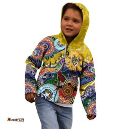 Custom NAIDOC Week 2024 Richmond Tiger Kid Hoodie Australia Aboriginal Dot Painting