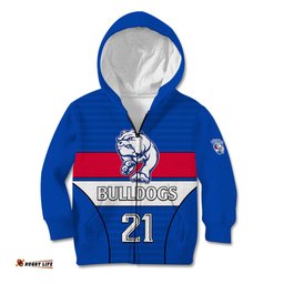 Custom Text And Number AFL Bulldogs Football Kid Hoodie Simple Style