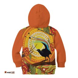 Australia Superb Lyrebird Kid Hoodie Aboriginal Art