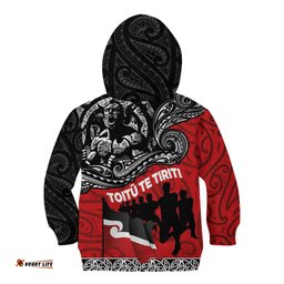 Aotearoa Toitu Te Tiriti Kid Hoodie Honoring Te Tiriti o Waitangi Maori Haka
