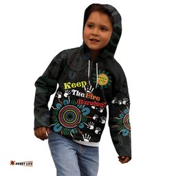 NAIDOC 2024 Indigenous Aboriginal Kid Hoodie The Fire Burns Forever