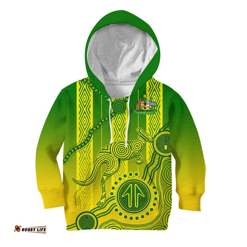 Custom Personalised Australia Soccer Kid Hoodie Go Aussie Socceroos With Kangaroo