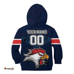 Custom Roosters Permier 2023 Kid Hoodie NRL Mascot with Aboriginal