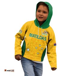 Australia Soccer Kid Hoodie Socceroos With Kangaroo Matildas