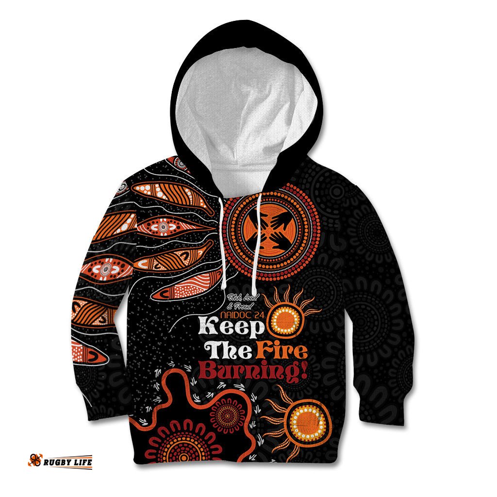 Australia NAIDOC 2024 Kid Hoodie Keep the Fire Burning Aboriginal Art