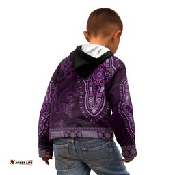Purple African Dashiki With Australia Aboriginal Art Kid Hoodie
