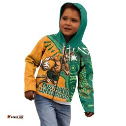 Custom Australia Rugby Wallaroos Kid Hoodie Indigenous Aboriginal Pacific Champions