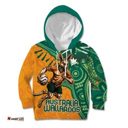Custom Australia Rugby Wallaroos Kid Hoodie Indigenous Aboriginal Pacific Champions