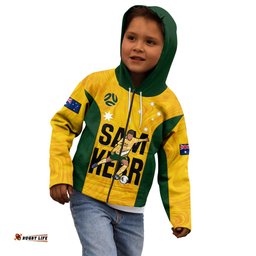 Custom Australia Soccer Kid Hoodie Sam Kerr Matildas Proud World Cup Yellow