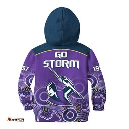 Melbourne Storm Rugby Hoodie KID Indigenous Boomerang Gradient Style