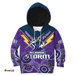 Melbourne Storm Rugby Hoodie KID Indigenous Boomerang Gradient Style