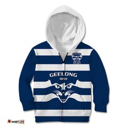 Geelong Football Kid Hoodie Go Cats Navy Blue Sporty Style