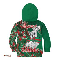 Personalised Rabbitohs NAIDOC Week 2024 Kid Hoodie Aboriginal Fire Burning Sparks
