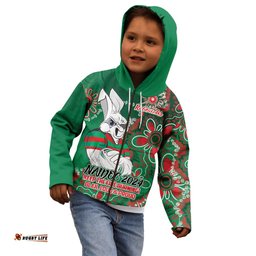 Personalised Rabbitohs NAIDOC Week 2024 Kid Hoodie Aboriginal Fire Burning Sparks