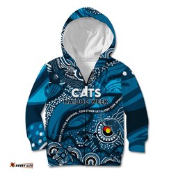 Custom NAIDOC Week 2024 Blues Kid Hoodie Aboriginal Animals Keep The Fire Burning