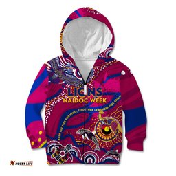Custom NAIDOC Week 2024 Lions Kid Hoodie Aboriginal Animals Keep The Fire Burning