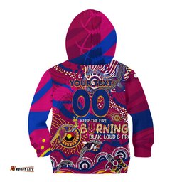 Custom NAIDOC Week 2024 Lions Kid Hoodie Aboriginal Animals Keep The Fire Burning