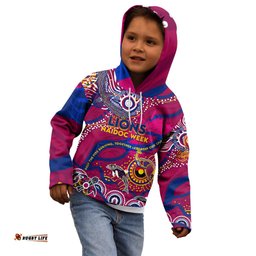 Custom NAIDOC Week 2024 Lions Kid Hoodie Aboriginal Animals Keep The Fire Burning