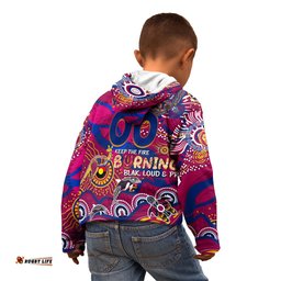 Custom NAIDOC Week 2024 Lions Kid Hoodie Aboriginal Animals Keep The Fire Burning