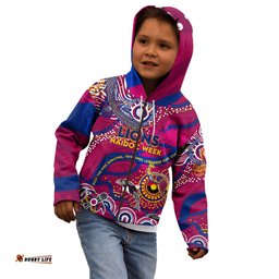 Custom NAIDOC Week 2024 Lions Kid Hoodie Aboriginal Animals Keep The Fire Burning