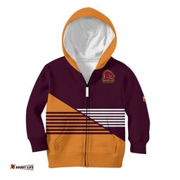 Custom Text And Number Brisbane Broncos NRL Kid Hoodie
