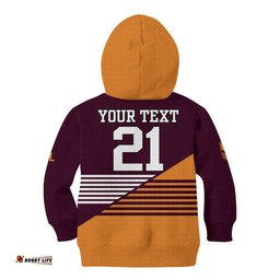 Custom Text And Number Brisbane Broncos NRL Kid Hoodie