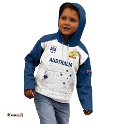Personalised Australia Cricket Kid Hoodie Ashes Go Aussie Indigenous Art