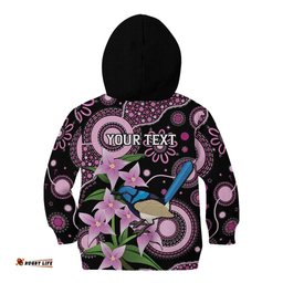 Personalised Australia Boronia And Malurus Cyaneus Kid Hoodie Aboriginal Art