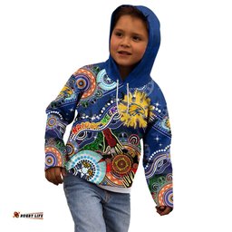 Custom NAIDOC Week 2024 West Coast Eagles Kid Hoodie Australia Aboriginal Dot Painting