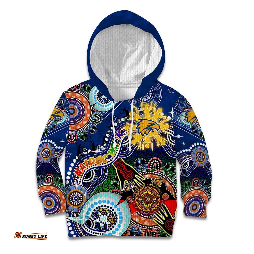 Custom NAIDOC Week 2024 West Coast Eagles Kid Hoodie Australia Aboriginal Dot Painting