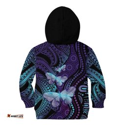 You Matter Suicide Prevention Awareness Kid Hoodie Butterfly Aboriginal Mix Polynesian Pattern