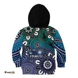 NAIDOC Week 2024 Fire Burning Kid Hoodie Aboriginal Dots Blue Art