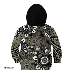 NAIDOC Week 2024 Fire Burning Kid Hoodie Aboriginal Dots Black Art