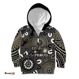 NAIDOC Week 2024 Fire Burning Kid Hoodie Aboriginal Dots Black Art