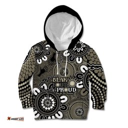 NAIDOC Week 2024 Fire Burning Kid Hoodie Aboriginal Dots Black Art