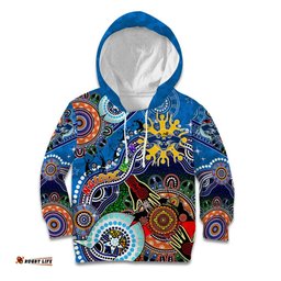 Custom NAIDOC Week 2024 Geelong Cats Kid Hoodie Australia Aboriginal Dot Painting
