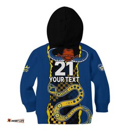 Custom Text And Number NRL Combine Cowboys and Parra Eels Kid Hoodie Sporty Style