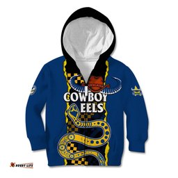 Custom Text And Number NRL Combine Cowboys and Parra Eels Kid Hoodie Sporty Style
