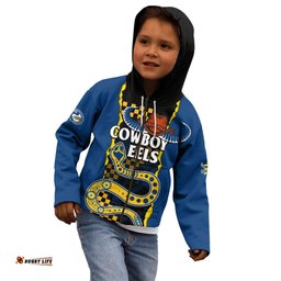 Custom Text And Number NRL Combine Cowboys and Parra Eels Kid Hoodie Sporty Style