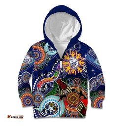 Custom NAIDOC Week 2024 Western Bulldogs Kid Hoodie Australia Aboriginal Dot Painting