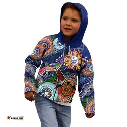 Custom NAIDOC Week 2024 Western Bulldogs Kid Hoodie Australia Aboriginal Dot Painting
