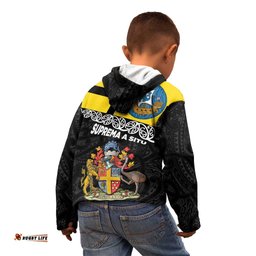 New Zealand Wellington Kid Hoodie The Capital's Emblems Flag and Koru Art