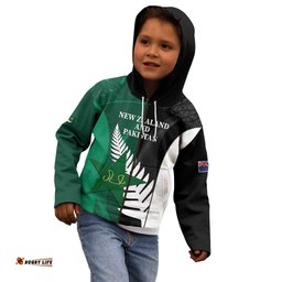 Custom New Zealand And Pakistan Cricket Kid Hoodie 2025 Black Cap Shaheens Together