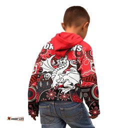 Dragons Rugby Hoodie KID Indigenous Pattern Artsy Version