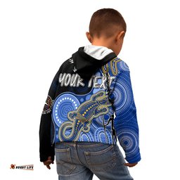 Personalised NAIDOC Week AFL Eagles Kid Hoodie Aboriginal Dot Art Lizard Mix Boomerang