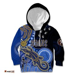 Personalised NAIDOC Week AFL Eagles Kid Hoodie Aboriginal Dot Art Lizard Mix Boomerang