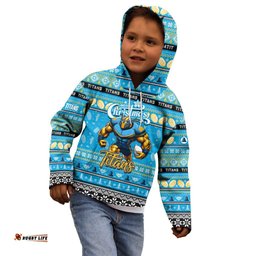 Personalized Titans Rugby Xmas Kid Hoodie Australia NRL Mascot