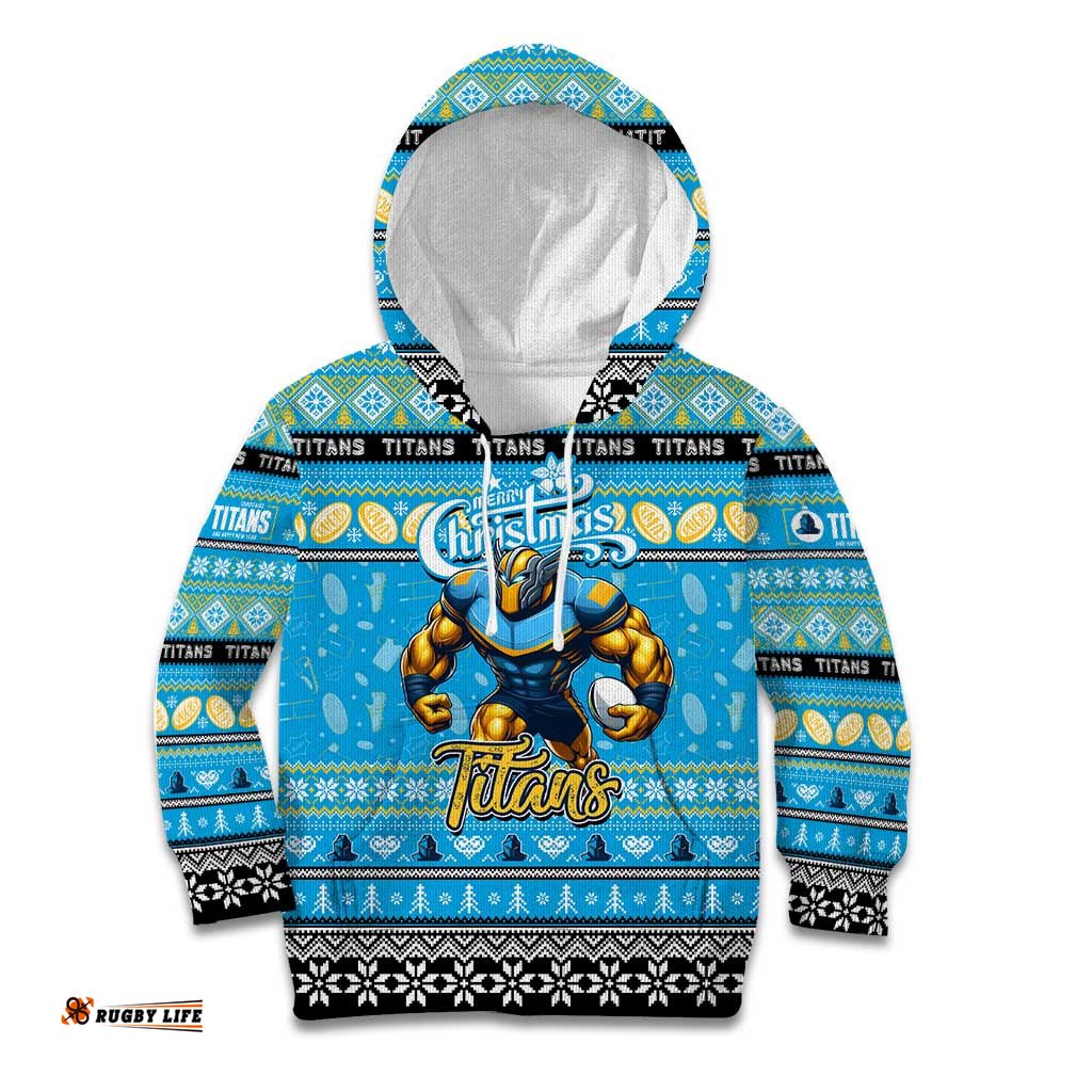 Personalized Titans Rugby Xmas Kid Hoodie Australia NRL Mascot