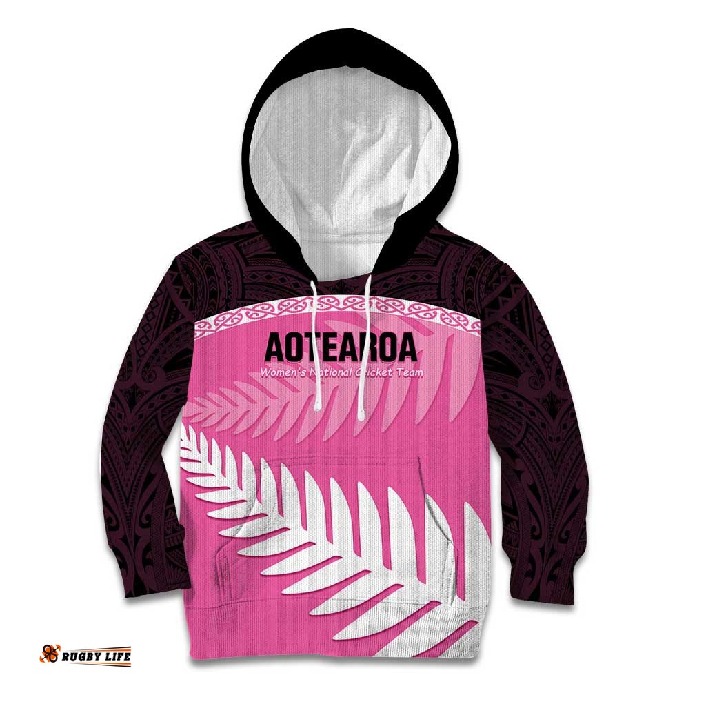 Custom New Zealand Aotearoa Cricket Kid Hoodie Go White Silver Fern
